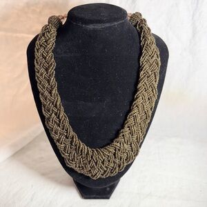 Elegant Braided Bronze Seed bead Necklace